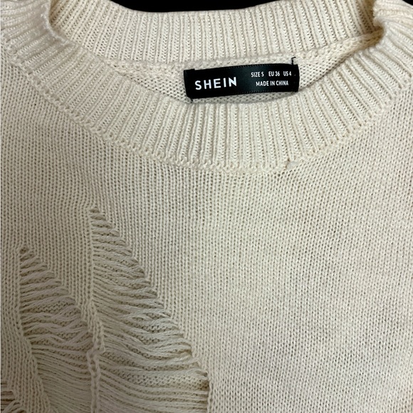Cream Distressed Sweater - Picture 3 of 3